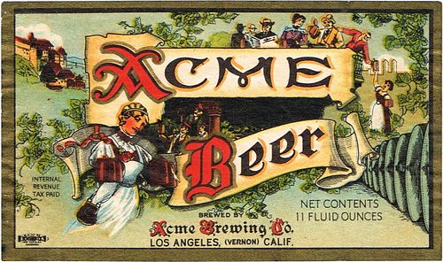 1936 Acme Beer 11oz WS8-03 Los Angeles, California
