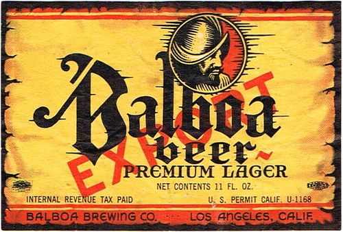 1935 Balboa Export Beer 11oz WS9-23 Los Angeles, California