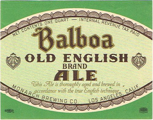 1937 Balboa Old English Ale 32oz One Quart WS18-16 Los Angeles, California