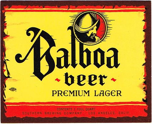 1947 Balboa Premium Lager Beer 32oz One Quart No Ref. Los Angeles, California