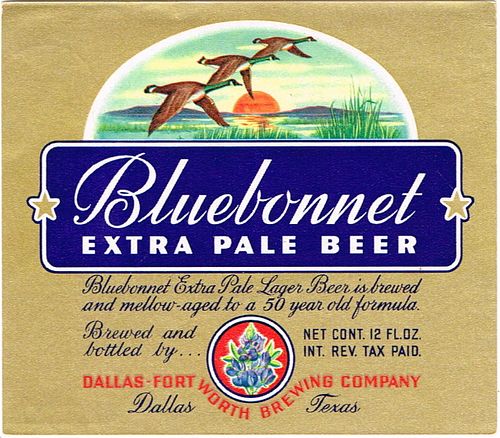 1948 Bluebonnet Extra Pale Beer 12oz WS100-12 Dallas, Texas