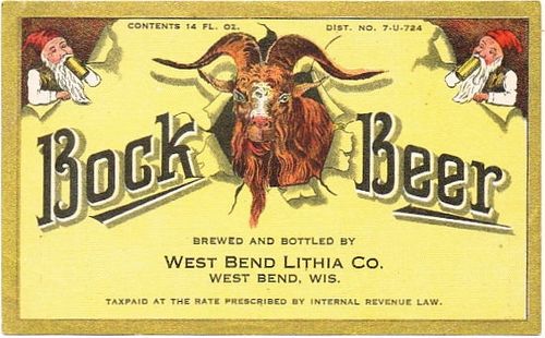 1935 Bock Beer 14oz WI525-14V West Bend, Wisconsin