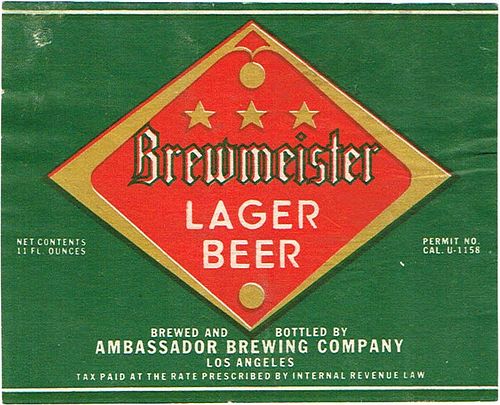 1939 Brewmeister Lager Beer 11oz WS8-22 Los Angeles, California