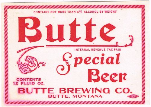 1943 Butte Special Beer 12oz WS75-24 Butte, Montana