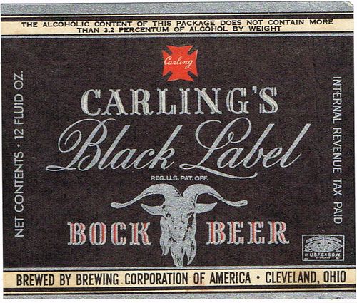 1940 Carling's Black Label Bock Beer 12oz OH37-07 Cleveland, Ohio
