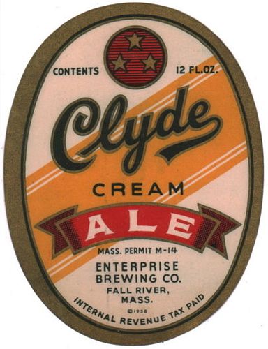 1940 Clyde Cream Ale 12oz ES57-08 Fall River, Massachusetts