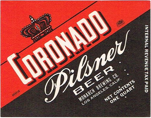 1935 Coronado Pilsner Beer 32oz One Quart WS19-02 Los Angeles, California