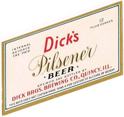 1940 Dick's Pilsener Beer 12oz IL97-09V Quincy, Illinois