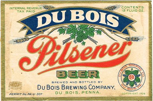 1935 DuBois Export Pilsener Beer 12oz PA27- Dubois, Pennsylvania