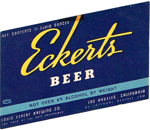 1938 Eckert's Lager Beer 11oz WS10-12 Los Angeles, California