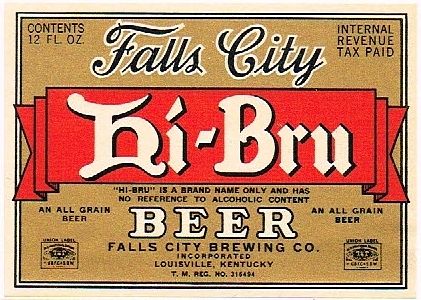 1940 Falls City Hi-Bru Beer 12oz ES35-01V Louisville, Kentucky