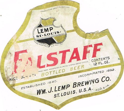 1908 Falstaff Bottled Beer No Ref. CS137-05 Saint Louis, Missouri