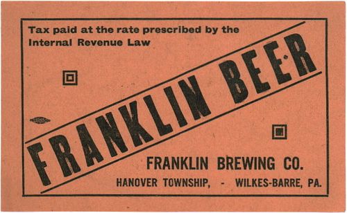 1936 Franklin Beer No Ref. PA122-05t Wilkes-Barre, Pennsylvania
