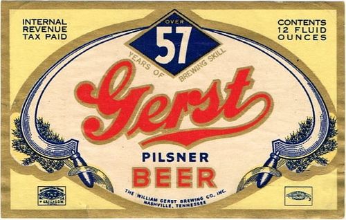 1941 Gerst Pilsner Beer 12oz ES120-05 Nashville, Tennessee