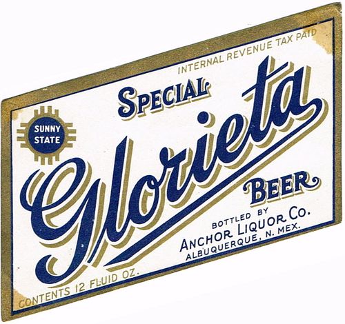1938 Glorieta Special Beer 12oz WS89-17 Albuquerque, New Mexico