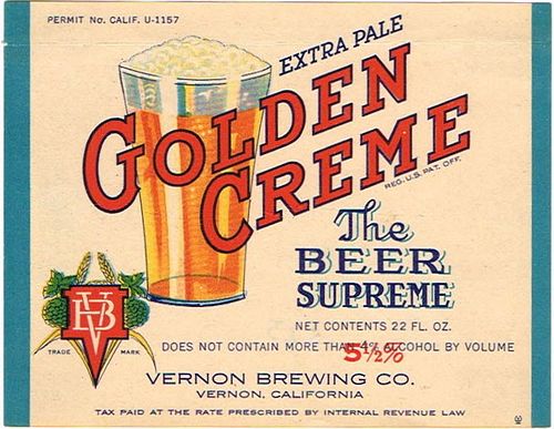 1935 Golden Creme Beer 22oz WS21-24 Vernon, California