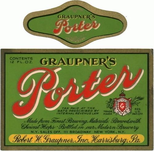 1933 Graupner's Porter 12oz PA37-07 Harrisburg, Pennsylvania
