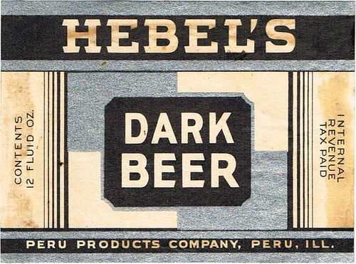 1933 Hebel's Dark Beer 12oz IL94-0 Peru, Illinois