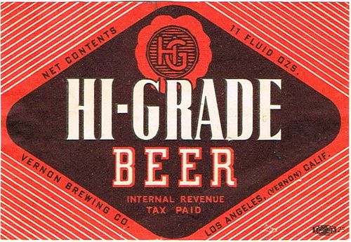1939 Hi-Grade Beer 11oz WS22-23 Vernon, California