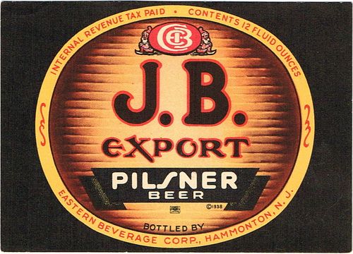 1947 J.B. Export Pilsner Beer 12oz ES88-24V Hammonton, New Jersey