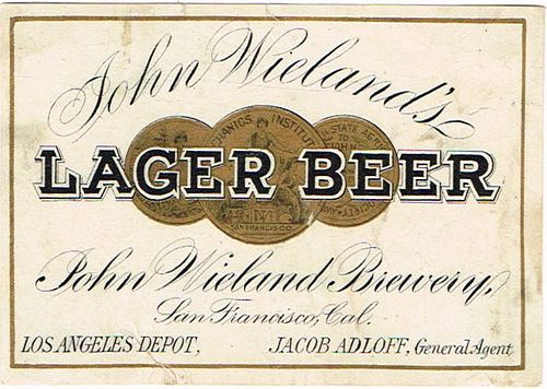 1884 John Wieland's Lager Beer 11oz WS48-13 Los Angeles, California