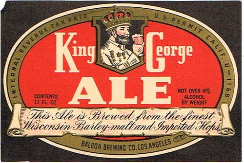 1935 King George Ale 11oz WS10-04 Los Angeles, California