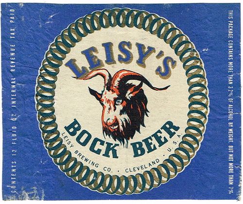 1945 Leisy's Bock Beer 12oz OH46-14 Cleveland, Ohio