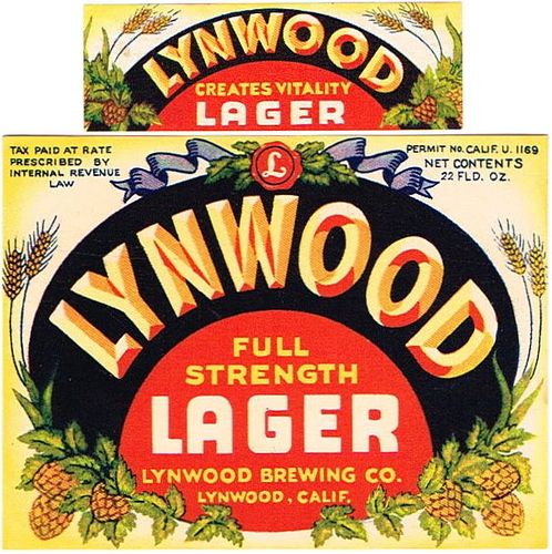 1934 Lynwood Lager Beer 22oz WS23-11 Lynwood, California