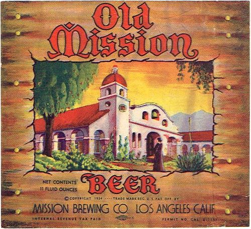1934 Old Mission Beer 11oz WS16-05V Los Angeles, California