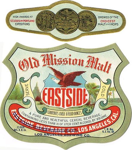 1929 Old Mission Malt 11oz WS14-13 Los Angeles, California