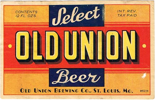 1939 Old Union Select Beert 12oz CS120-08 Saint Louis, Missouri