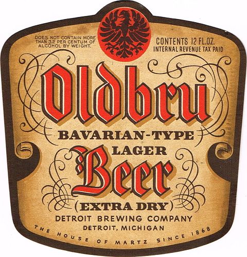 1937 Oldbru Bavarian Type Lager Beer 12oz CS41-24 Detroit, Michigan