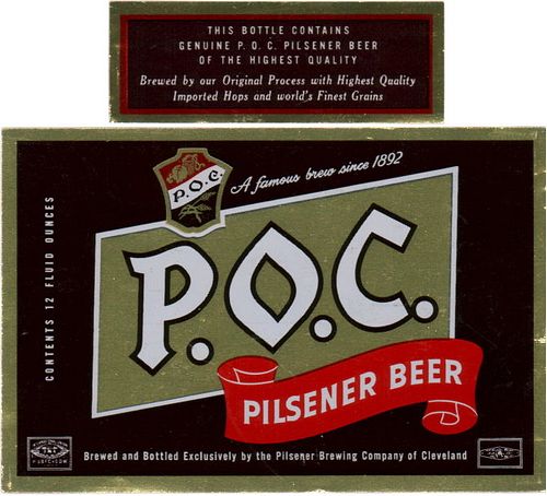 1952 P.O.C. Pilsener Beer 12oz Cleveland, Ohio