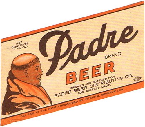 1935 Padre Beer 11oz WS17-15V Los Angeles, California
