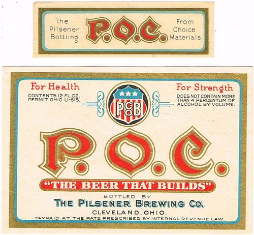 1933 Pilsener P.O.C. Beer 12oz OH47-09 Cleveland, Ohio