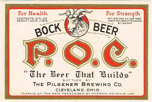1936 Pilsener P.O.C. Bock Beer 12oz OH47-11 Cleveland, Ohio