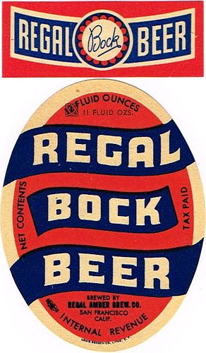 1942 Regal Bock Beer 11oz WS45-10V San Francisco, California