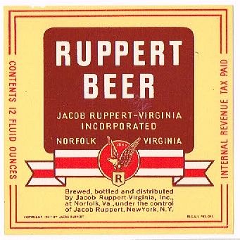 1943 Ruppert Beer 12oz ES123-24 Norfolk, Virginia