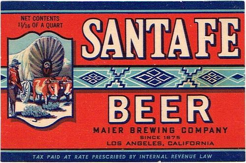 1936 Santa Fe Beer 11oz WS17-24 Los Angeles, California