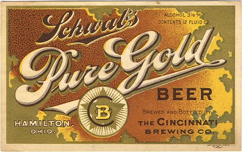 1910 Schwab's Pure Gold Beer 12oz OH69-08 Hamilton, Ohio