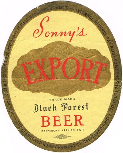 1938 Sonny's Export Beer 12oz OH38-09 Cleveland, Ohio