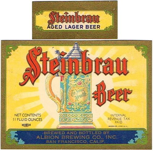 1937 Steinbrau Beer 11oz WS35-18 San Francisco, California