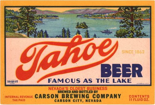 1939 Tahoe Beer 11oz No ref. Carson City, Nevada