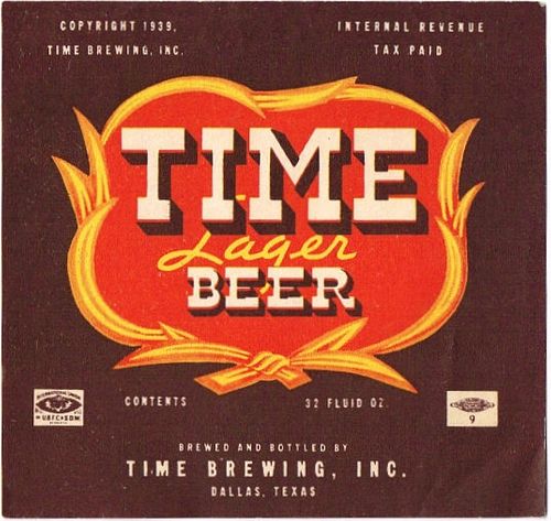 1939 Time Lager Beer 32oz One Quart WS100-07 Dallas, Texas