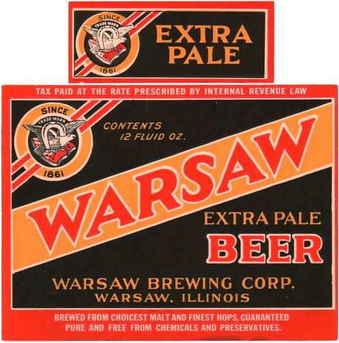 1936 Warsaw Extra Pale Beer 12oz IL107-15 Warsaw, Illinois