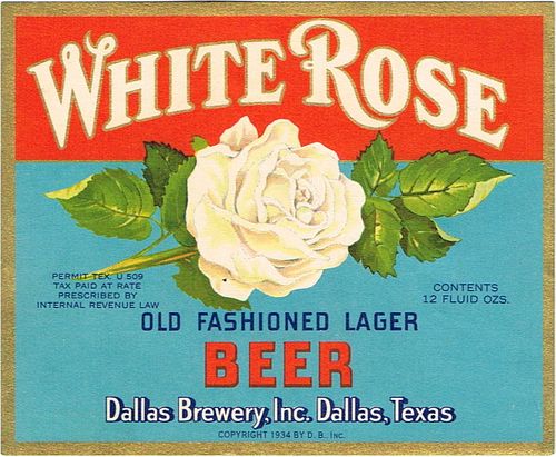 1937 White Rose Beer 12oz WS99-9 Dallas, Texas