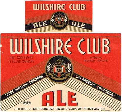 1939 Wilshire Club Ale 11oz WS47-08 San Francisco, California