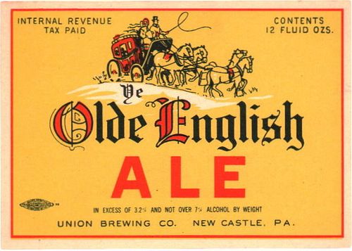 1936 Ye Olde English Ale 12oz PA57-09V New Castle, Pennsylvania