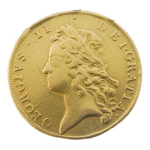 George II, Two-Guinea 1738. About very fine, previously mounted. <br><br>About very fine, previously