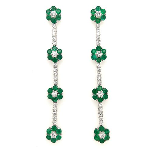 18k Diamond Emerald Drop EarringsÂ 